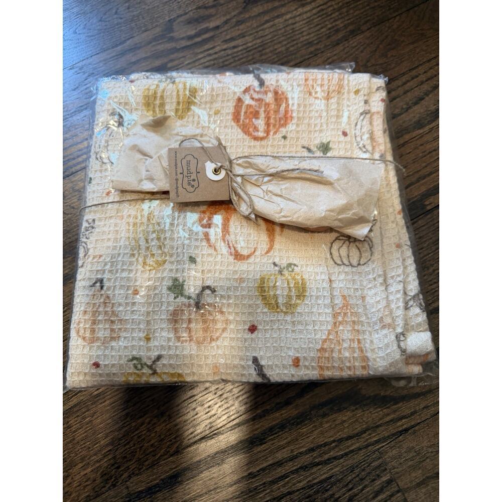 Mud Pie Tea Towel (2) Spreader Set Harvest Fall Pumpkin NWT